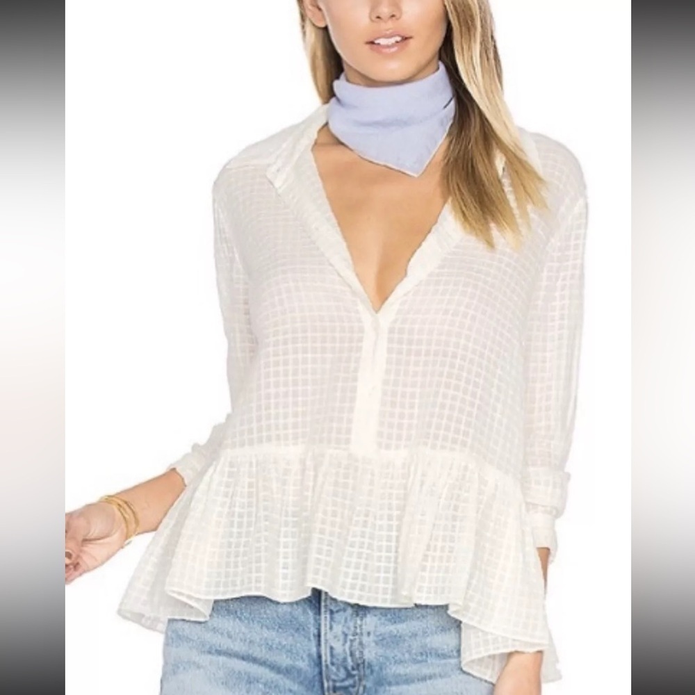 The Great Ruffle Oxford Top In Cream